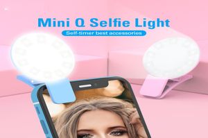 Coloful Mini Q Selfie Ring Light Portable Flash Led USB -клип мобильный телефон для ночной пографии заполнить свет для iPhone samsung3295452