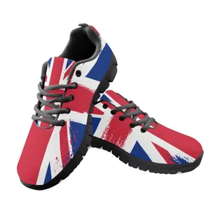 Повседневная обувь yikeluo 2024 Стиль шнурки сетчатые кроссовки для женщин Fashion Fashion UK England Flag Printed Ladies Flats Light обувь