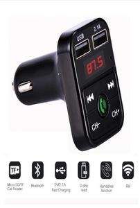 Ucuz Araba B2 B3 E5 Çok Fonksiyonlu Bluetooth Verici 21A Çift USB Araba Şarj Cihazı FM MP3 Pansiyon Kişi Desteği TF Kart Eller8278486