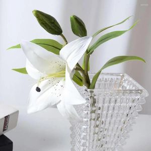 Dekoratif Çiçekler Sahte İpek Çiçek Zarif Yapay Zambak Şubesi Ev Düğün Partisi Dekoru Sahte Kapalı Şık