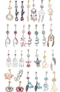 Topçuklar 20pcs Mix Style Style Belly Düğmesi Yüzük Gövde Piercing Dangle Navel Ring Beach Jewelry9340481