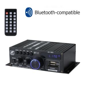 Amplifikatörler AK380 BluetoothCompatible Amplifikatör 2 Kanal Mini Ses Amplifikatörü HIFI BASS 40W+40W Müzik Oyuncusu USB Ev Araba için Aux karaoke
