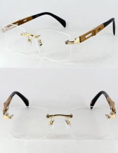Saf Titanyum Ahşap El Yapımı Rimless Gözlük Çerçeveleri Lüks Myopia Rx El Erkek Kadın Gözlük Gözlükleri En İyi Kalite 2103232968663