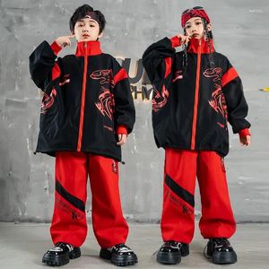 Stage Wear Chinese Style Street Dance Hip-Hop moda peluş ve kalınlaşmış çocuk korosu performans kostümleri