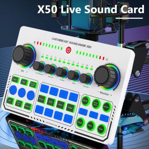 Карты x50 звуковая карта RGB Беспроводная Bluetooth Внешний диджейский микшер звуковой карта 16 звуковые эффекты звуковые эффекты для прямой трансляции трансляции