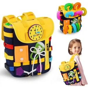Montessori Busy Board sentiu aprendendo a mochila para crianças ocupadas Baby Board Kids Educational Toys for Fine Motor Skill Development