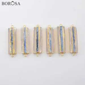 Подвесные ожерелья Borosa Natural Stone Jewelry Vintage Золотое покрытие Селенит Кварц Кьянит Бар Джутки прозрачные