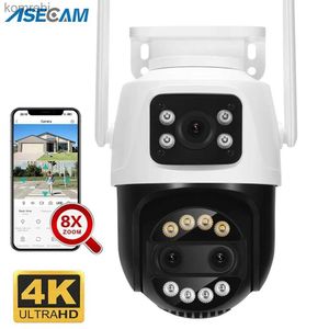 PTZ Kameralar 12MP PTZ WiFi IP Kamera Çift Lens 2.8mm-12mm 8x Zoom 4K Açık AI İnsan İzleme CCTV Ses Ev Güvenliği İzleme Kamerası C240412