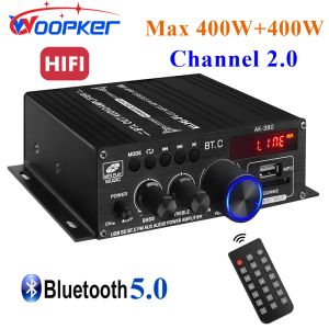 Amplifikatör Woopker AK380 Dijital Ses Amplifikatörü 800W Bluetooth Power Amp HiFi Bas FM Müzik Subwoofer Media Player Destek USB AUX Giriş