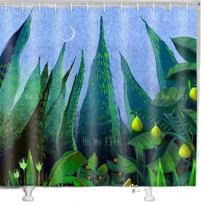 Занавески для душа сосновая лесная занавеса зеленые растения Голубое ночное небо Луны Тайна Чудес Страна современное абстрактное искусство декор для ванной комнаты с крючками