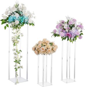 Decors de vela de casamento de acrílico decoração 20406080100cm Clear Flower Vase Rack Stand Floral Wedding Decoration Idéias de casamento 240329