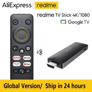 Box Realme 4K TV Stick Smart Google Asistan Global Sürüm Bluetooth5.0 Ses Kontrolü Uzak Android TV Stick 2GB 8GB HDMI 2.1 Kutu