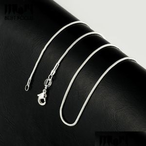 Zincirler jenerik 925 sier kolye moda yılan zinciri basit mücevherler 1.2 mm kolyeler 16 18 20 22 24 26 28 inç Bırak dağıtım kolye dhljc