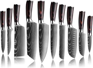 Высококачественный 7cr17mov из нержавеющей стали, набор ножей японской острой кухни, утилита, нарезка Santoku Laser Damascus Pattern2109147