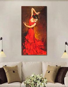 Portre sanat figürü yağlı boya tablolar flamenko İspanyol dansçı el yapımı soyut kadın tuval yatak odası yüksek kalite9386121
