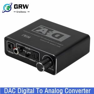 Dönüştürücü Grwibeou HiFi DAC AMP Dijitalden Analog Ses Dönüştürücü RCA 3.5mm Kulaklık Amplifikatörü Toslink Optik Koaksiyel Çıktı DAC 24BIT