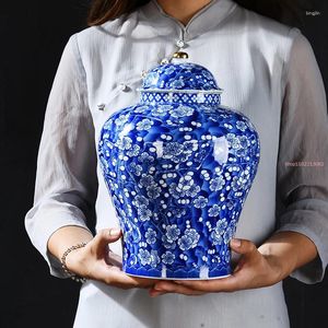 Вазы творческий синий и белый фарфоровый чай Caddy Большой конфеты сушеные фрукты запечатанная банка для хранения
