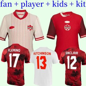 2024 2025 Jerseys de futebol do Canadá Maillot De Foot Kit Kit 24 25 Camisa de futebol Copa do mundo da seleção feminina 23/24 Sinclair Fleming Buchanan David