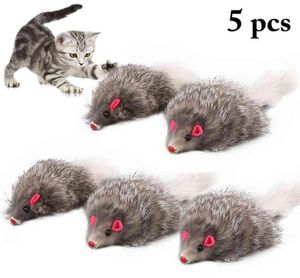 5pcs Cat мыши игрушки ложные мыши для мыши для мышей с длинными хвостами Soft Real Rabbit Murs Toy для кошек плюшевые крысы, играющие в подарки на игрушечные животные L22367311