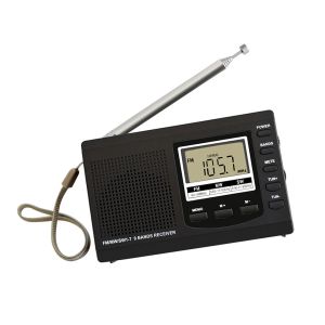 Rádio Mini Radios FM/MW/SW Antena retrátil Recepção de largura Digital Clock Radio Radio Radio