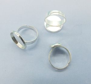Fabrika toptan 100pcs ayarlanabilir boş yüzük tabanı uygun dia 10 -20mm cam cabochons cameo ayarları tepsi diy mücevher yapım yüzüğü