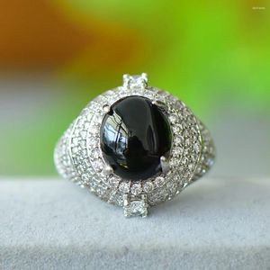 Кластерные кольца натуральные хетанские нефритовые женщины кольцо черные аксессуары для драгоценных камней для мужчин серебряные ювелирные украшения