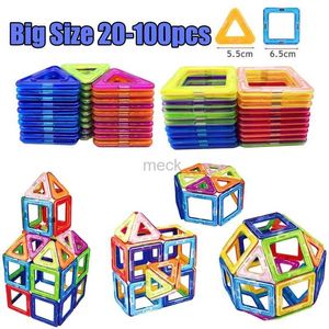 Dekompresyon oyuncak 100-20pcs büyük boyutlu manyetik yapıcı tasarımcı mıknatıs blokları üçgen kare tuğlalar model bina oyuncak çocuklar için hediyeler 240413