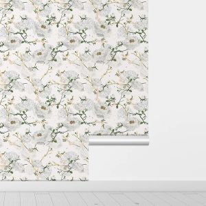Weiße Birnenblume PVC Tapete Home Decor Peel and Stick Retro Room Wall Aufkleber Selbstklebend wasserdichte Möbel Tapete