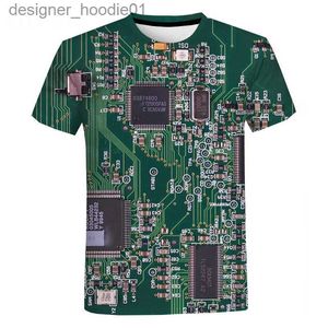 Moletons masculinos moletons para moletons de verão Circuito CPU Circuit Circuit 3D T-shirt para homens casuais de manga curta Cool respirável C240412