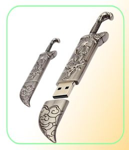 Gerçek Kapasite 16GB128GB USB 20 Metal Kılıç Modeli Flash Bellek Çubuk Depolama Başparmak Kalem Sürüşü8107056