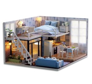 Sevimli Diy bebek evi ahşap evler minyatür ev mobilyaları diorama kiti Led oyuncaklarla çocuklar için Noel hediyesi 2202187126242