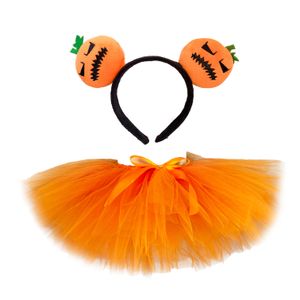 Kızlar portakal kabak tutu etekler bebek bale tül pettiskirt pettiskirts ile Hairbow çocukları doğum günü cadılar bayramı cosplay parti kostümler etek