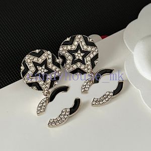 Brincho de diamante Brincos de grife de gama de letra de letra 925 Silver Copper Women Women Brand Crystal Pearl Eardrop Wedding Party Jewelry