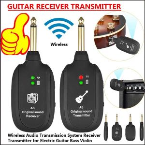 Kablolar 24X Gitar Kablosuz Sistem Verici Alıcı Yerleşik Şarj Edilebilir Kablosuz Gitar Verici Elektro Gitar Bass için