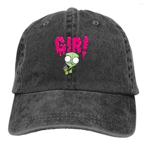 Beralar Gir Robot Karikatür Klasik Beyzbol Kapağı Erkek Şapkalar Kadın Vizör Koruma Snapback Invader Zim Gaz Membran Animasyon Kapakları