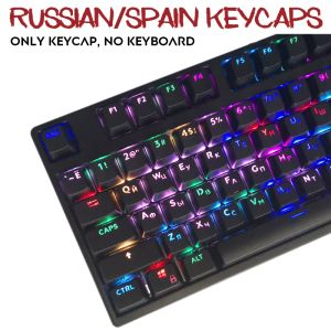 Mekanik Klavye için İspanya/Rus Talep Anahtarları MX Anahtarları DIY Değiştirme Şeffaf Destek LED Aydınlatma Anahtar Kapakları
