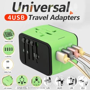 Детали универсальный адаптер путешествий Allinone Travel Charger с 4 USB -портами и 2 типа C настенный зарядное устройство для USA EU UK AU Ноутбук.