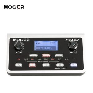 Gitar Çok Etkili Gitar Pedalı Mooer PE100 Gitar Çok Efektleri Pedal Masaüstü Etkileri Pedal LCD Ekran 39 Efekt 10 Metronom