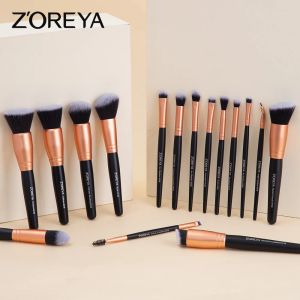 Shadow Zoreya Professional Luxury Makeup Brushes Set, 15pcs Eyeshadow Foundation Contour Premium Synthetic Kabuki Brush
