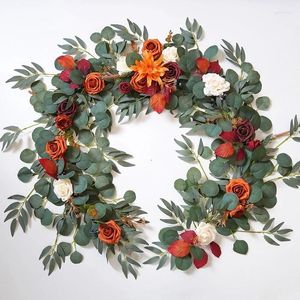 Dekoratif Çiçekler Yapay Çiçek Çelenk Masa Koşucu Eucalyptus Sweetheart Centerpieces Zemin Boho Düğün Dekorasyon