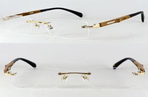 Saf Titanyum Ahşap El Yapımı Rimless Gözlük Çerçeveleri Lüks Myopia Rx El Erkek Kadın Gözlük Gözlükleri En İyi Kalite 2103239096874