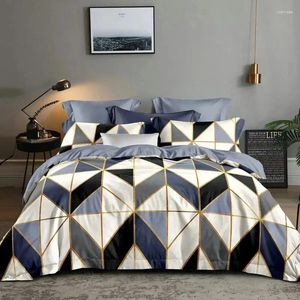 Bedding Sets Luxury Set Geometry Geometry Real Cotton Bed Sheets Cover Duvet Double