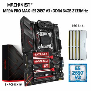 Anakartlar Machinist X99 Anakart kombo LGA 20113 Xeon E5 2697 V3 Kit CPU DDR4 4*16GB RAM 2133MHz NVME M.2 WiFi Dört Kanallı MR9A Pro