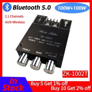 Усилители ZK1002T TPA3116D2 Bluetooth 5.0 Плата усилителя субвуфера 2*100W 2.0 канал High Power Audio Amplifier Board Bass Amp