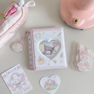 Anahtarlıklar Kawaii Fotocard Tutucu Binder Düğmesi Kilit 32crid Toplu Kitap Anahtarlı 32Pocket Idol Fotoğraf Koleksiyoncuları