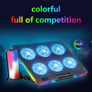 Pedler F5 RGB Dizüstü Bilgisayar Soğutma Pad Dizüstü Bilgisayar Soğutucu, Dizüstü Bilgisayar Fan Soğutma Standı 15.617.3 inç dizüstü bilgisayar için 6 sessiz soğutma fanı ile