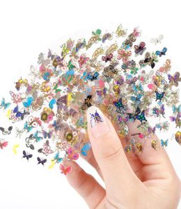 Голубая 24 листовая красавица модель бабочки штамповка гелевая фольга маникюрные наклейки для ногтей DIY Animal Design 3D Nail Art