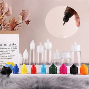 Plastik Şişe Kalem Pet Unicorn Şişeler Tombul Goril Şişesi Mavi Siyah 10ml 15ml 30ml 50ml 60ml 100ml 120ml Sıvı suyu için kurcalama ile belirgin çocuk geçirmez kapaklar