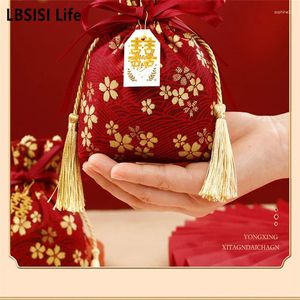 Подарочная упаковка LBSISI Life-Wedsing Candy Candy Red Clate Packaging Сумки с закусками шоколад благословение супер декор оптом