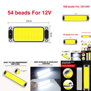 Yeni 2024 2024 Dekoratif Işıklar 54/108SMD Araba İç Işık 12V-24V COB okuma Işık Kubbesi LED Panel LED FMUL BAĞLANMA